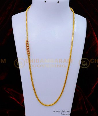MCHN471 - One Gram Gold Guarantee White Stone Mugappu Chain Designs 