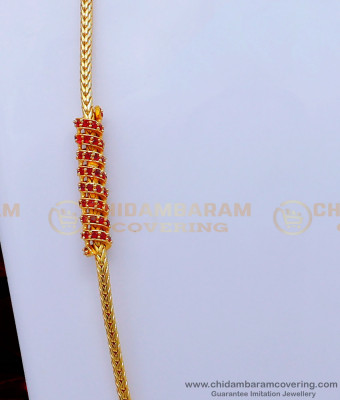 MCHN472 - Gold Design Daily Use Ruby Stone Mugappu Thali Kodi Chain Online