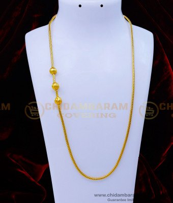 MCHN476 - One Gram Gold Plated Plain Mugappu Chain Designs Online