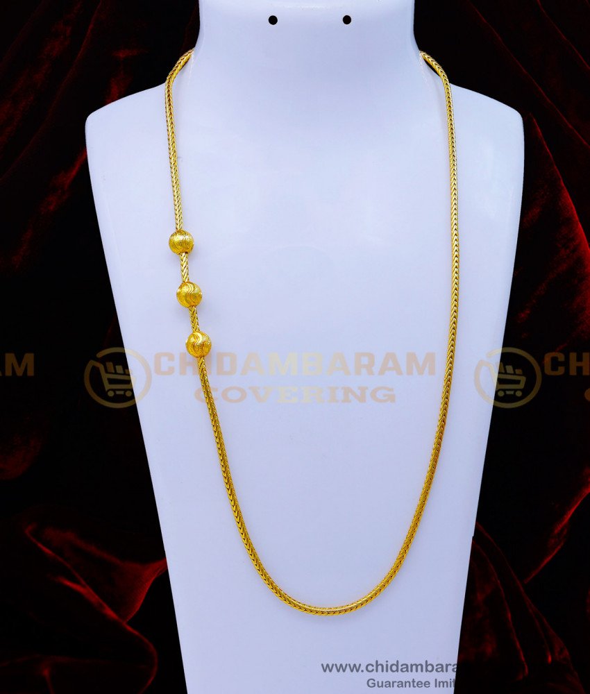 MCHN476 - One Gram Gold Plated Plain Mugappu Chain Designs Online