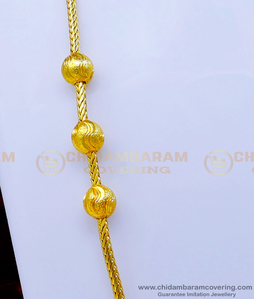 MCHN476 - One Gram Gold Plated Plain Mugappu Chain Designs Online