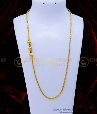 MCHN478 - 1 Gram Gold Plain Mugappu Thali Chain Design for Women