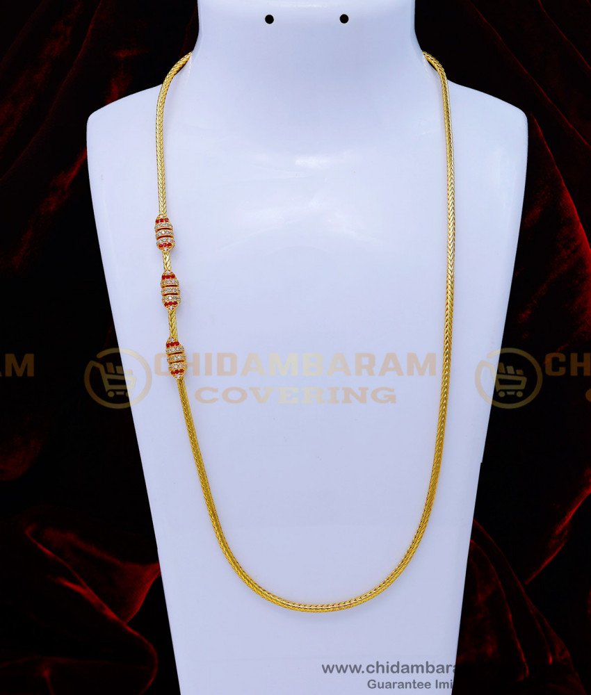 MCHN484 - Latest Collection Gold Plated Mugappu Chain Online