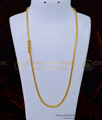 MCHN486 - Traditional Spiral Mugappu Chain with AD White Stone