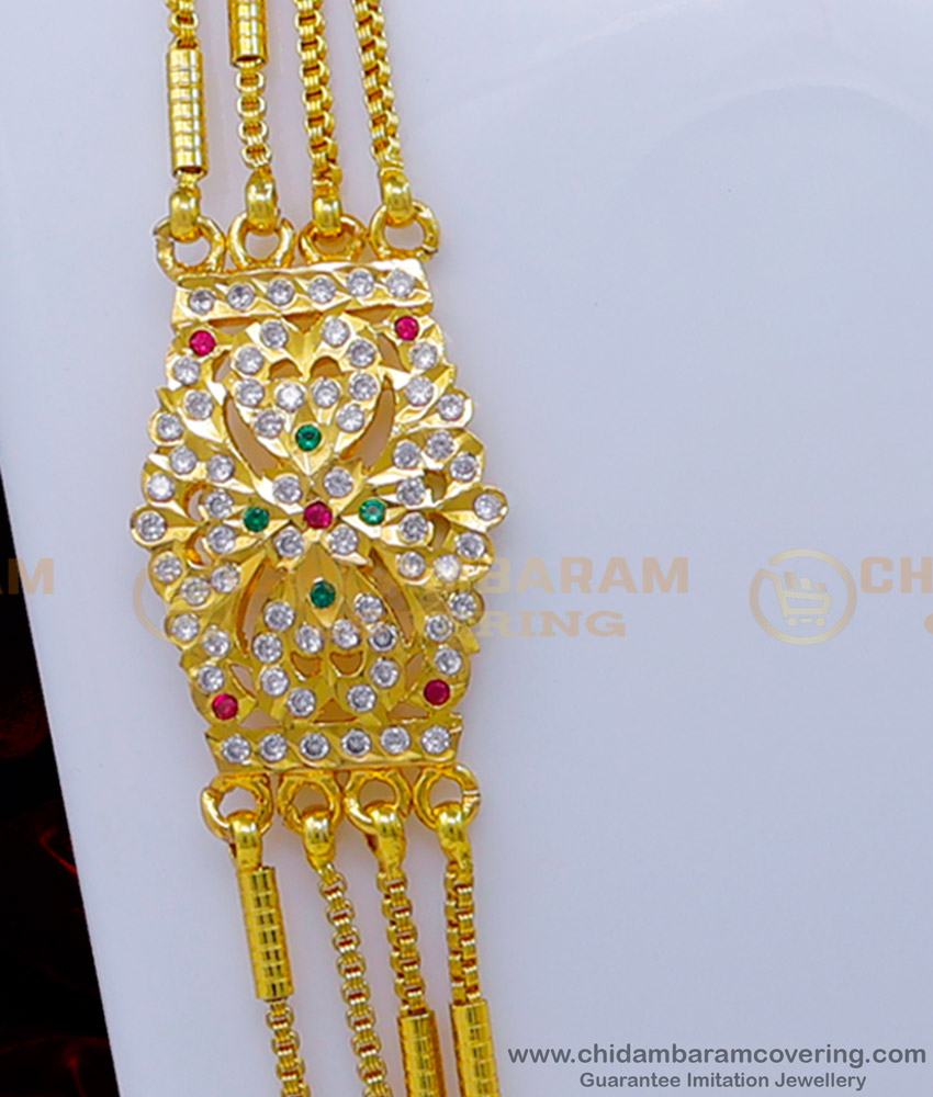 MCHN492 - Impon Jewellery 4 Line Mugappu Thali Chain for Daily Use