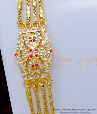 MCHN493 - Impon Stone Mugappu New Model Gold Thali Chain Designs Online