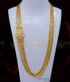 MCHN494 - Real Gold Look White Stone Mugappu With 4 Line Chain Designs