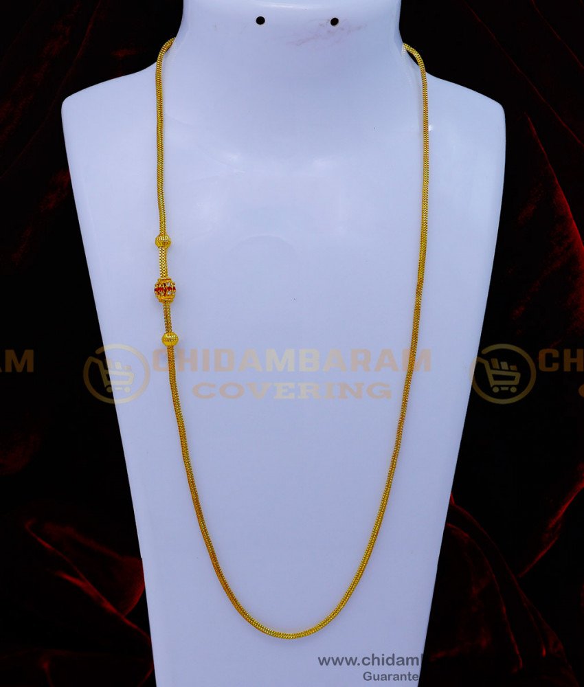 MCHN497 - One Gram Gold Plated Mugappu Chain Latest Designs Online