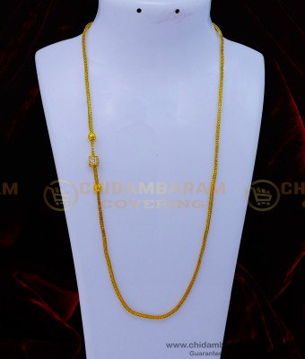 MCHN500 - Real Gold Design White Stone Mugappu Thali Chain Design