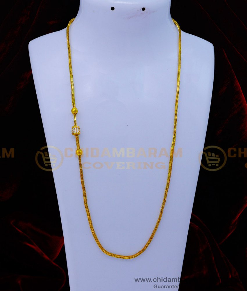MCHN500 - Real Gold Design White Stone Mugappu Thali Chain Design