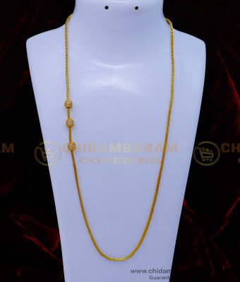 MCHN502 - Traditional Gold Design White Stone Mugappu Chain Online