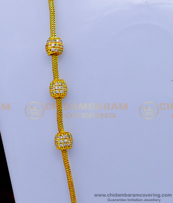 MCHN502 - Traditional Gold Design White Stone Mugappu Chain Online