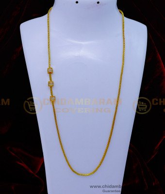 MCHN503 - Trendy White Stone Moppu Chain Designs Gold Plated Jewellery 