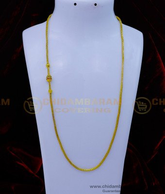 MCHN505 - New Model Gold Look Multi Stone Mugappu Chain Designs 