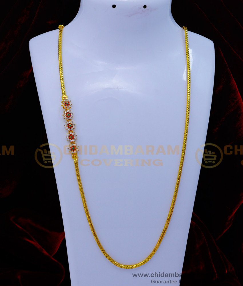 MCHN506 - 30 Inches Long Latest Gold Plated Trendy Mugappu Designs for Thali Chains