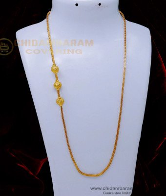 MCHN510 - 30 Inch Gold Plated Jewellery Mugappu Design Without Stone