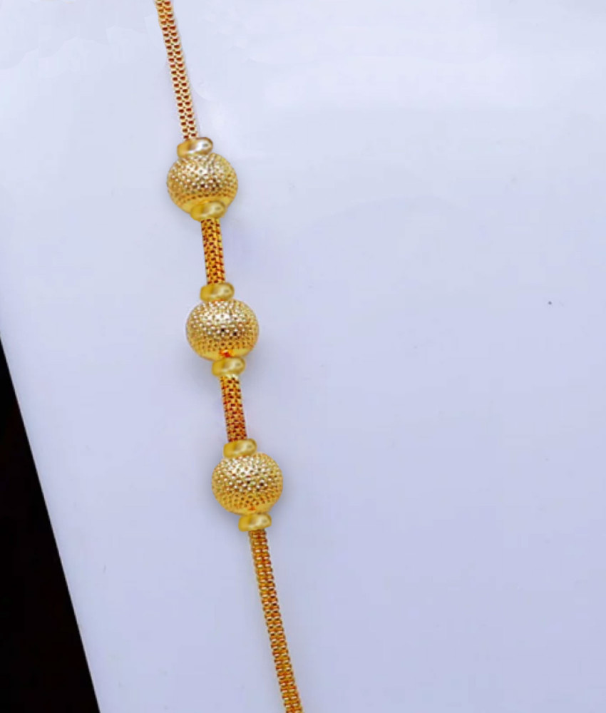 MCHN513 - 30 Inch 1gm Gold Plated Jewellery Plain Gold Mugappu Designs