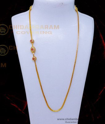 MCHN520 - Latest Gold Design Ad Stone Mugappu Chain for Ladies