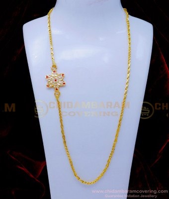 MCHN525 - Gold Model Round Flower Impon Mugappu Chain Design