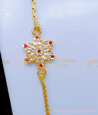 MCHN525 - Gold Model Round Flower Impon Mugappu Chain Design