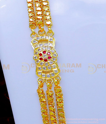 MCHN529 - Gold Design Three Line Daily Wear Impon Mugappu Chain