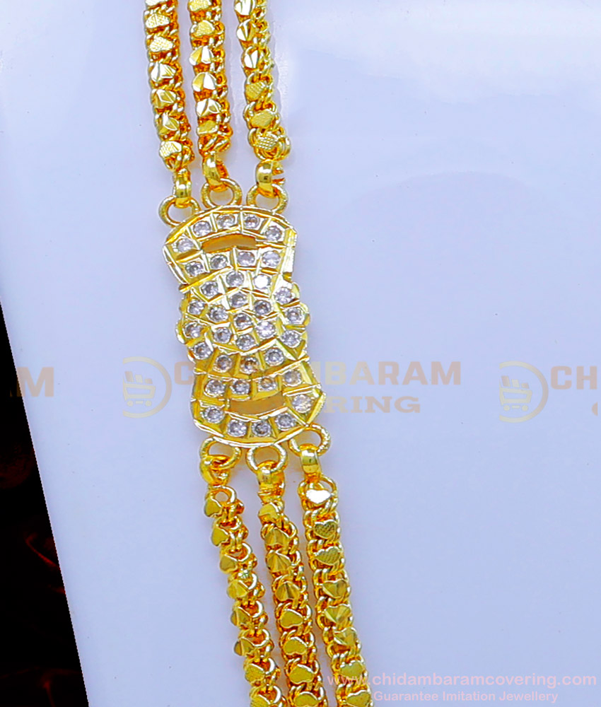 MCHN531 - New Heart Design Chain with White Stone Mugappu Online