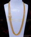 MCHN533 - Impon White Stone Three Line Mugappu Chain for Women