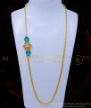 MCHN534 - Latest Aqua Green Stone Diamond Mugappu Thali Chain