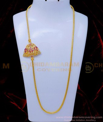 MCHN537 - Elegant Peacock Design Stone Mugappu Thali Chain Model