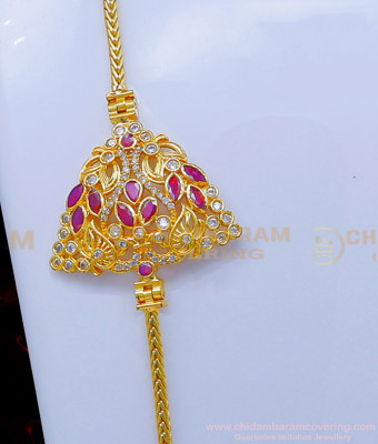 MCHN537 - Elegant Peacock Design Stone Mugappu Thali Chain Model