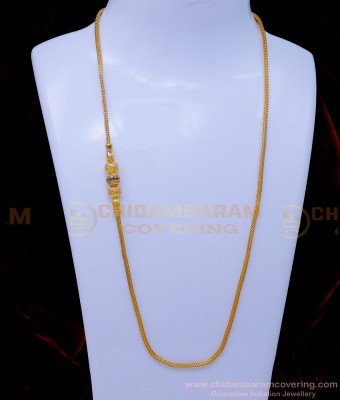 MCHN539 - Gold Plated Jewellery Multi Stone Mugappu Chain