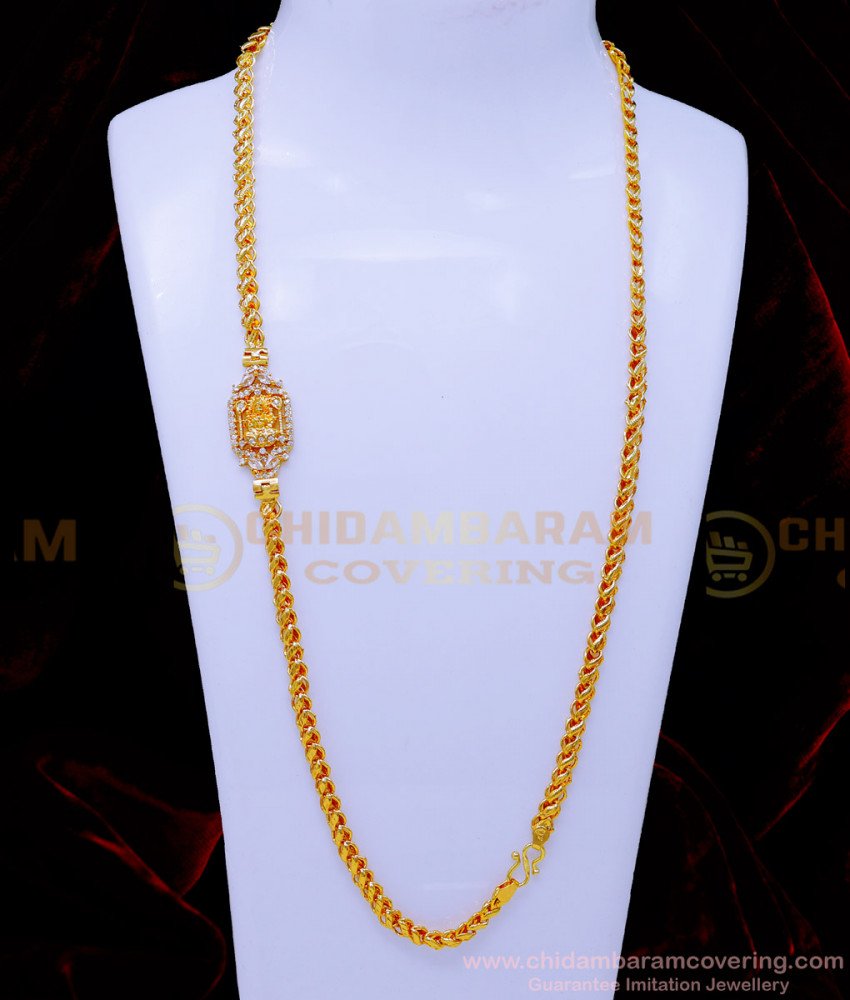 MCHN544 - Trendy Gold Lakshmi Mugappu Designs for Daily Use