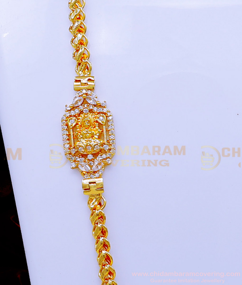 MCHN544 - Trendy Gold Lakshmi Mugappu Designs for Daily Use