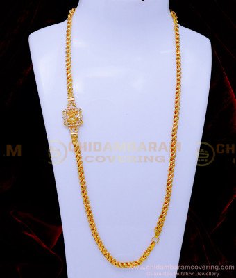 MCHN546 - Elegant White Stone Lakshmi Mugappu Thali Chain for Women
