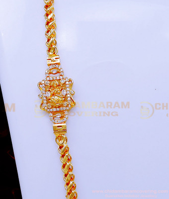 MCHN546 - Elegant White Stone Lakshmi Mugappu Thali Chain for Women