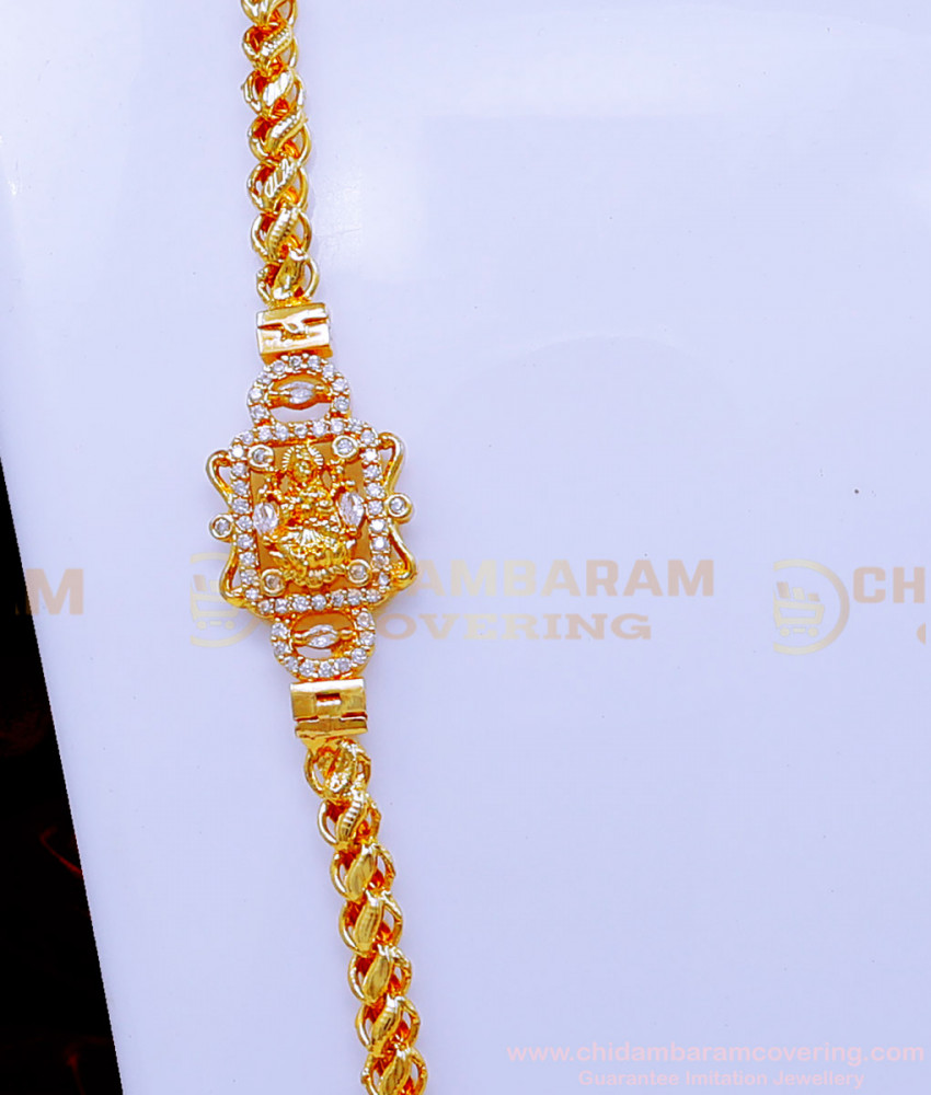 MCHN546 - Elegant White Stone Lakshmi Mugappu Thali Chain for Women
