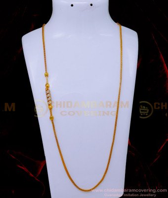 MCHN555 - Real Gold Design Imitation Diamond Mugappu Thali Chain