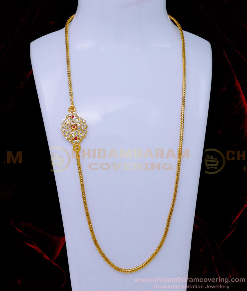 MCHN557 - Impon Round Mugappu New Model Gold Thali Chain Designs