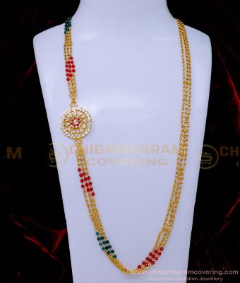 MCHN559 - Latest Mugappu with Crystal and Gold Beads Chain for Women