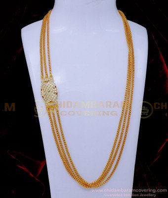 MCHN561 - Traditional Impon Mugappu With 3 Line Chain for Women