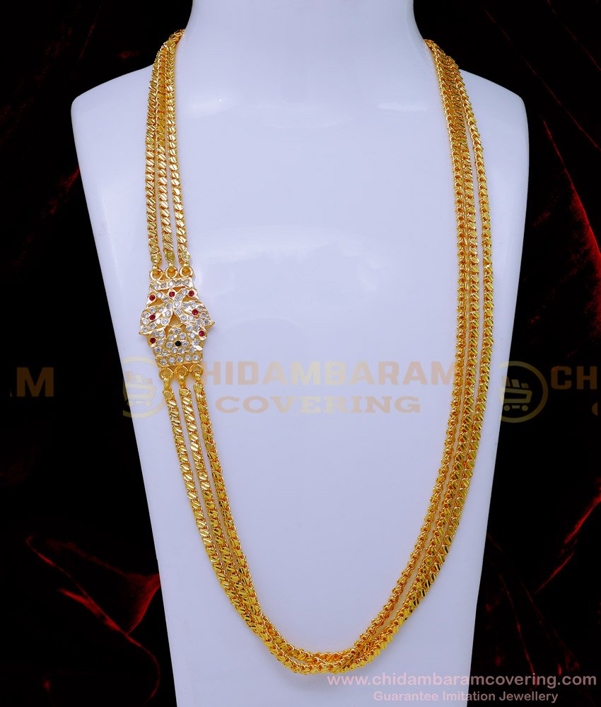 MCHN562 - Trendy Three Line Mugappu Chain Original Impon Jewellery