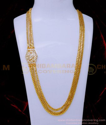 MCHN564 - South Indian Daily Use White Stone Impon Mugappu Chain