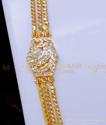 MCHN564 - South Indian Daily Use White Stone Impon Mugappu Chain