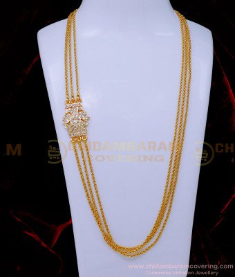 MCHN565 - Impon White Stone Peacock Model Thali Mugappu Chain Online