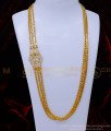 MCHN566 - Impon 3 Line White Stone Lakshmi Mugappu Chain Gold Design
