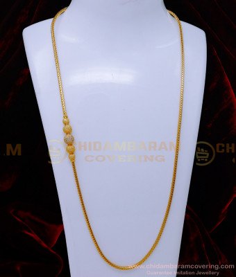 MCHN568 - 30 Inch Long New Model Gold Plated Mugappu Chain Online