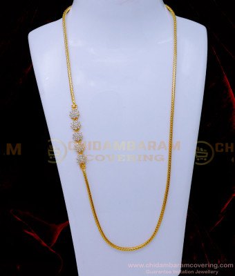 MCHN573 - Elegant White Diamond Mugappu Thali Chain for Women