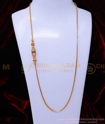 MCHN584 - Real Gold Design Stone Gold Plated Mugappu Chain Online