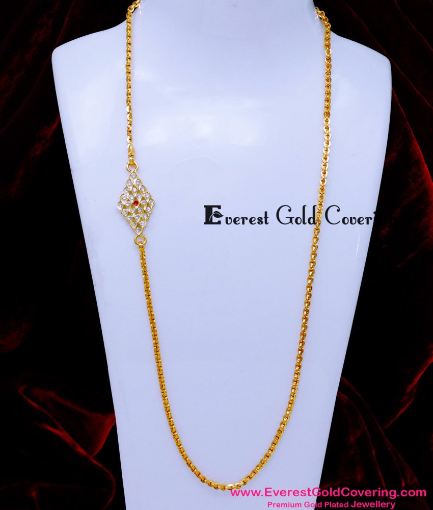 MCHN591 - Cute Diamond Shape Impon Mugappu Chain Latest Designs