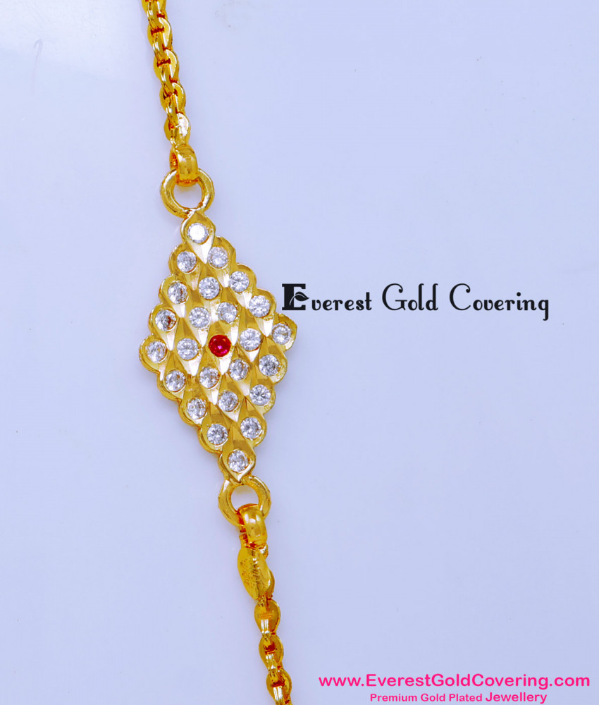 MCHN591 - Cute Diamond Shape Impon Mugappu Chain Latest Designs